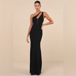 NWT-Mesmerizing Energy Black Cutout One-Shoulder Mermaid Dress